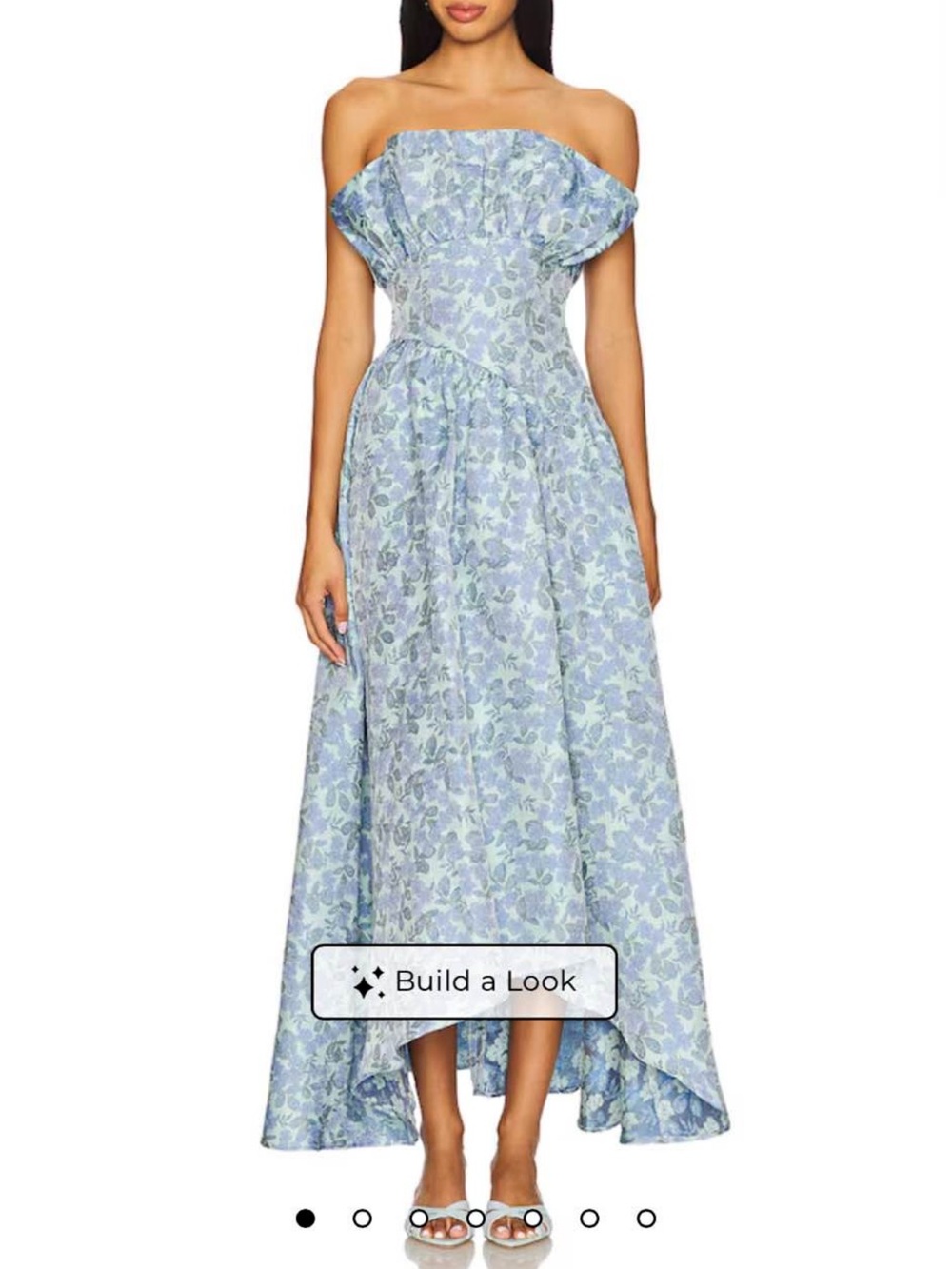 Elliatt Light Blue Floral Off-Shoulder High-Low Dress